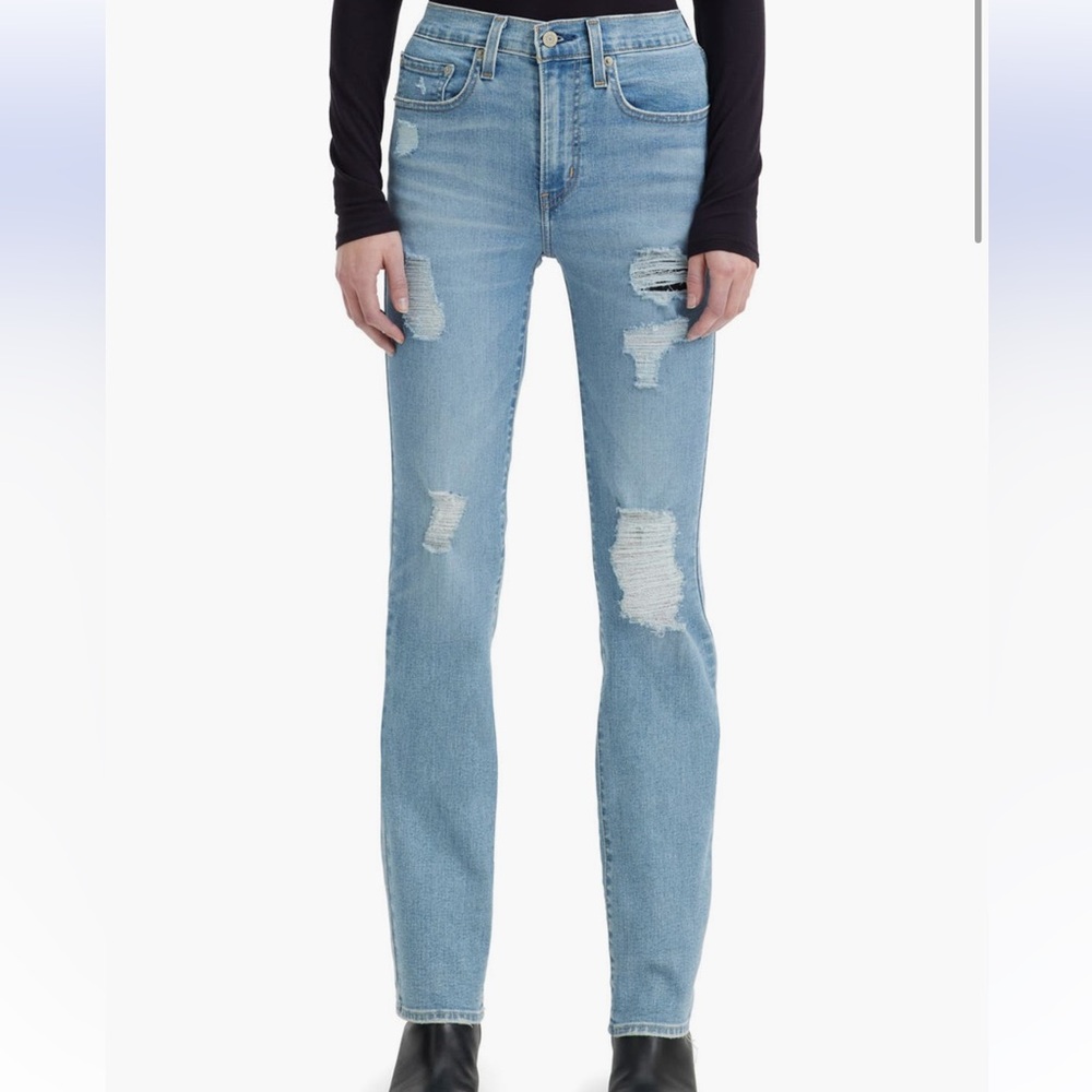 Levi's Light Blue Ripped High Waist Jeans